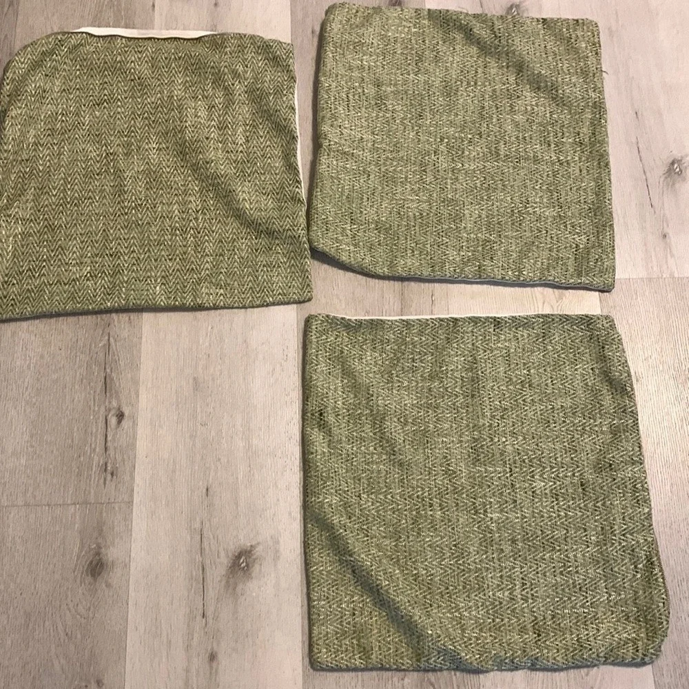 Aesthetic Abode Set of 3 Sage Green Chevron Woven Pillow Covers 20x20 Boho